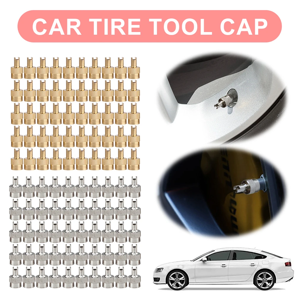 

50 шт. колпачки для штока клапана с прорезями, герметичные колпачки для штока клапана шины, медные колпачки для штока клапана, воздушные пылезащитные колпачки для автомобиля, мотоцикла