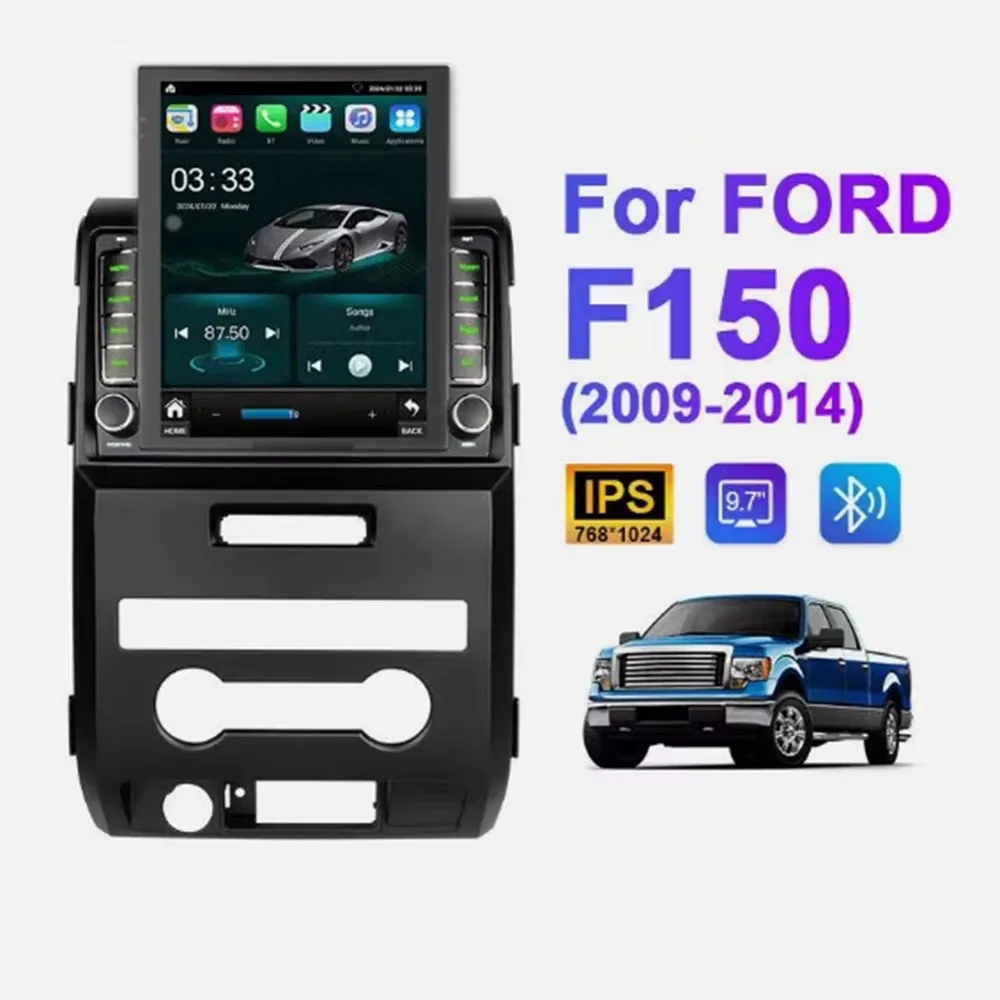 Android 14 Car Navigation 9.7 بوصة CarPlay المدمج + Android Auto / 4 + 64G لـ 2009-2014 Ford F150 (Little King Kong)