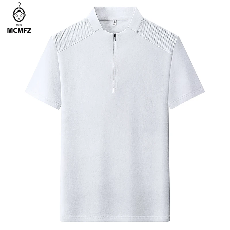 Men Stand Collar Half Zip Short Sleeve T Shirt Breathable Casual Pullover Top For Business Office Daily Summer Wear view 4