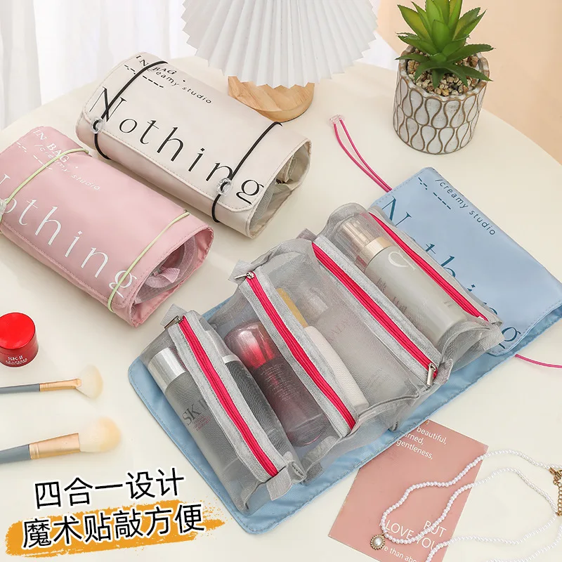 Folding Storage Bag Travel Four-in-one Line Portable Cosmetic Bag High Value Large Capacity Can Be Split Cosmetic Toilet Bag
