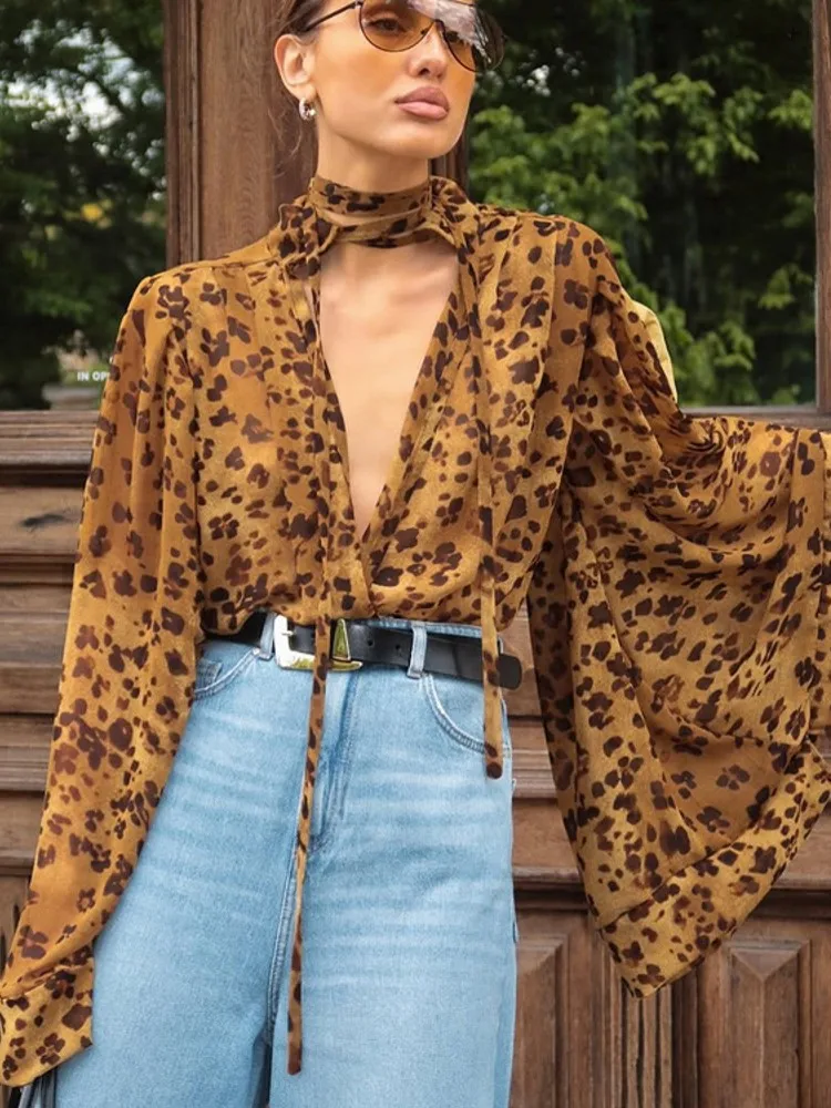 

Женская атласная блузка с леопардовым принтом, блузка с длинным рукавом, женская блузка, рубашка, офисная элегантная рабочая рубашка, топ Blusas Mujer De Moda 2026