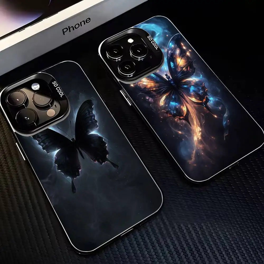 

Black butterfly Phone Case For iPhone17,16,15,14,13,12,11 Plus,Pro Max Black Matte Shockproof Cover