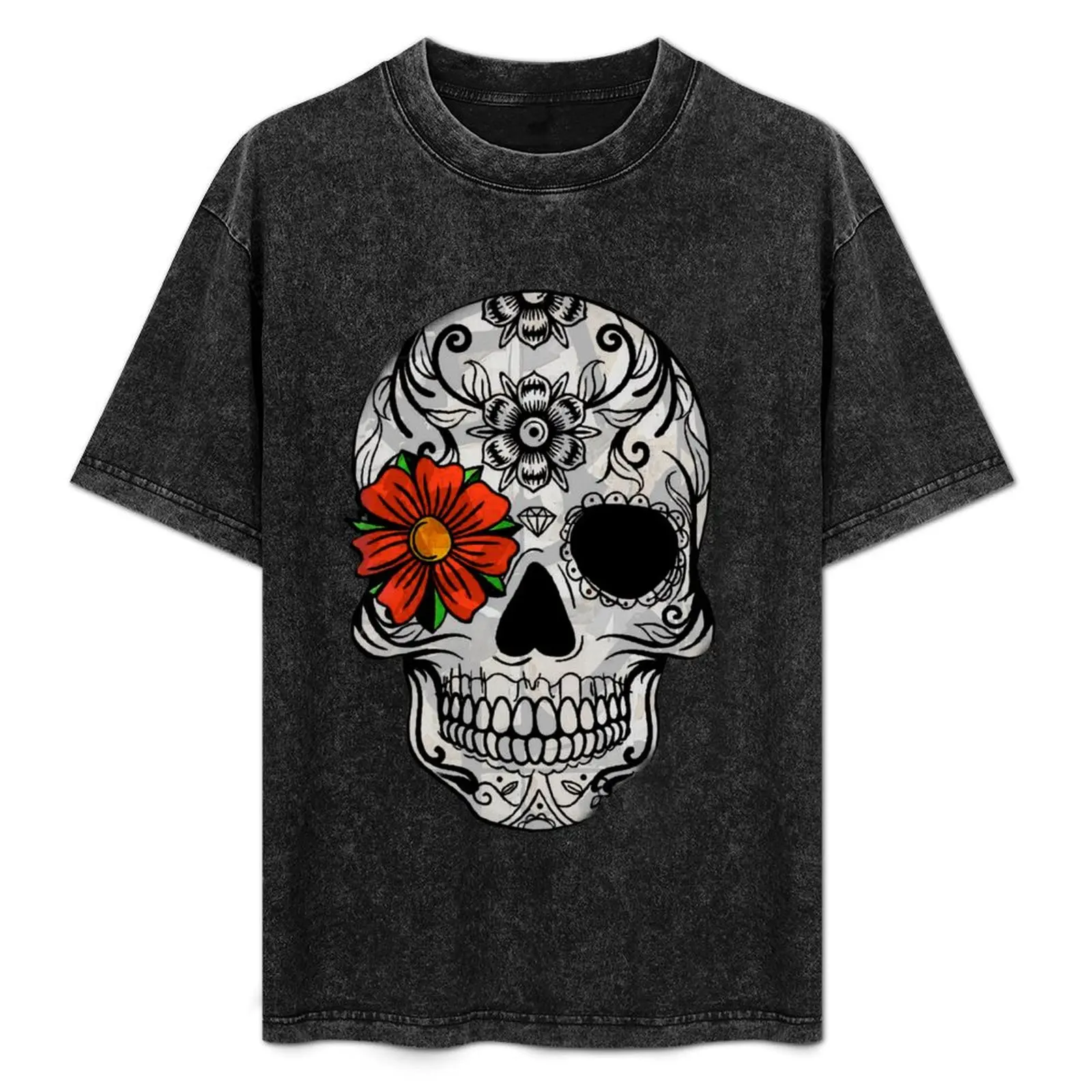 

Skull with a Flower T-Shirt funny meme t-shirts basketball graphic tees funny costumes fitted t shirts for men