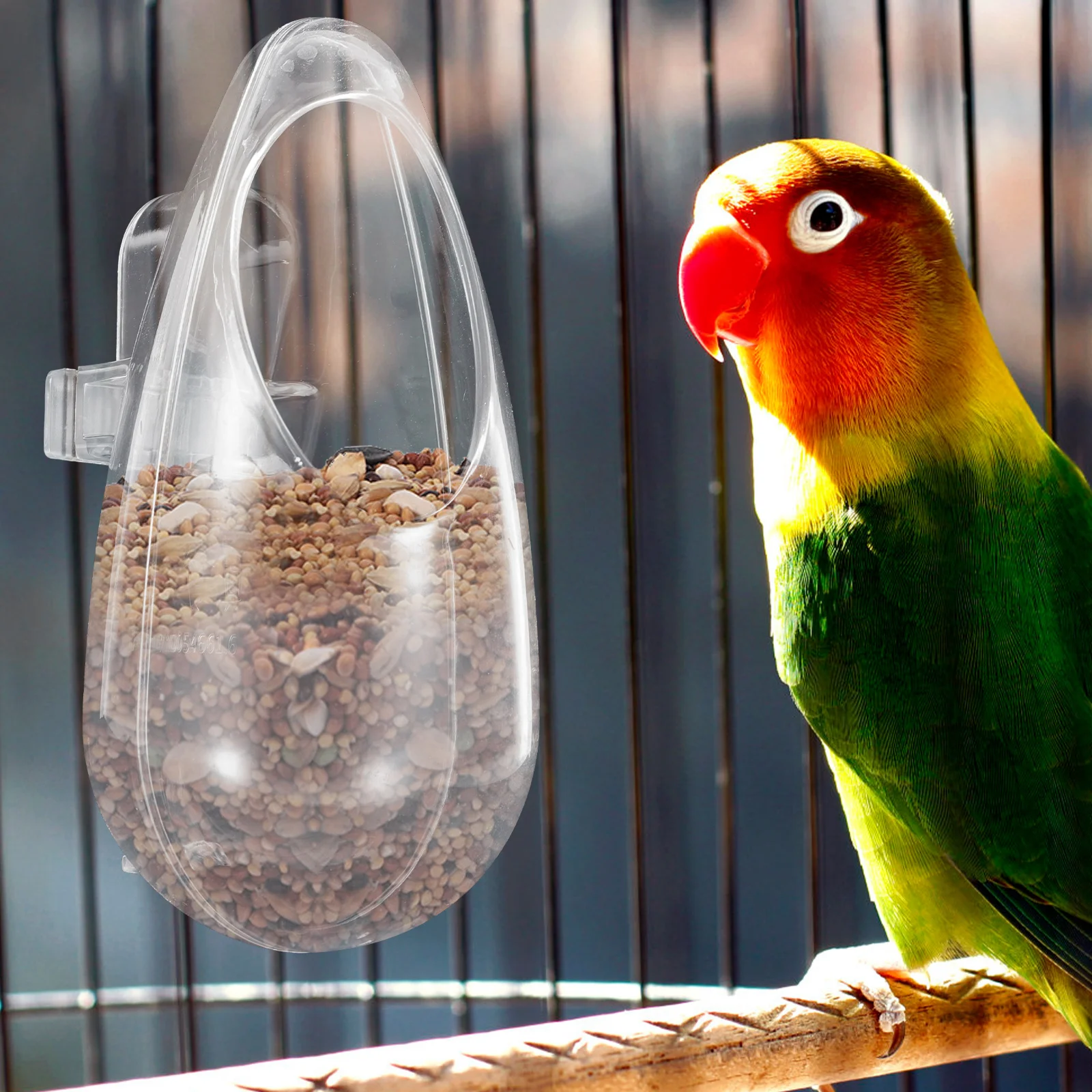 

Plastic Bird Feeder Clear Parakeet Feeders Cage Parrot No Mess Dispenser Cockatiel Hanging Indoor Accessories Pet Supplies