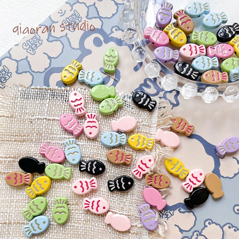 Picture 3: 10pcs Lovely Colorful Fish Snapper Fish Biscuit Alloy Beaded Diy Handmade Loose Bead Jewelry Beads Materials