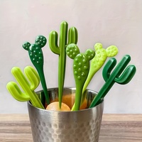 6pcs/set Plastic Forks Cactus Design Forks For Cake Snack Baked Bento Fruit Kitchen Gadgets Eid Al-Adha Mubarak