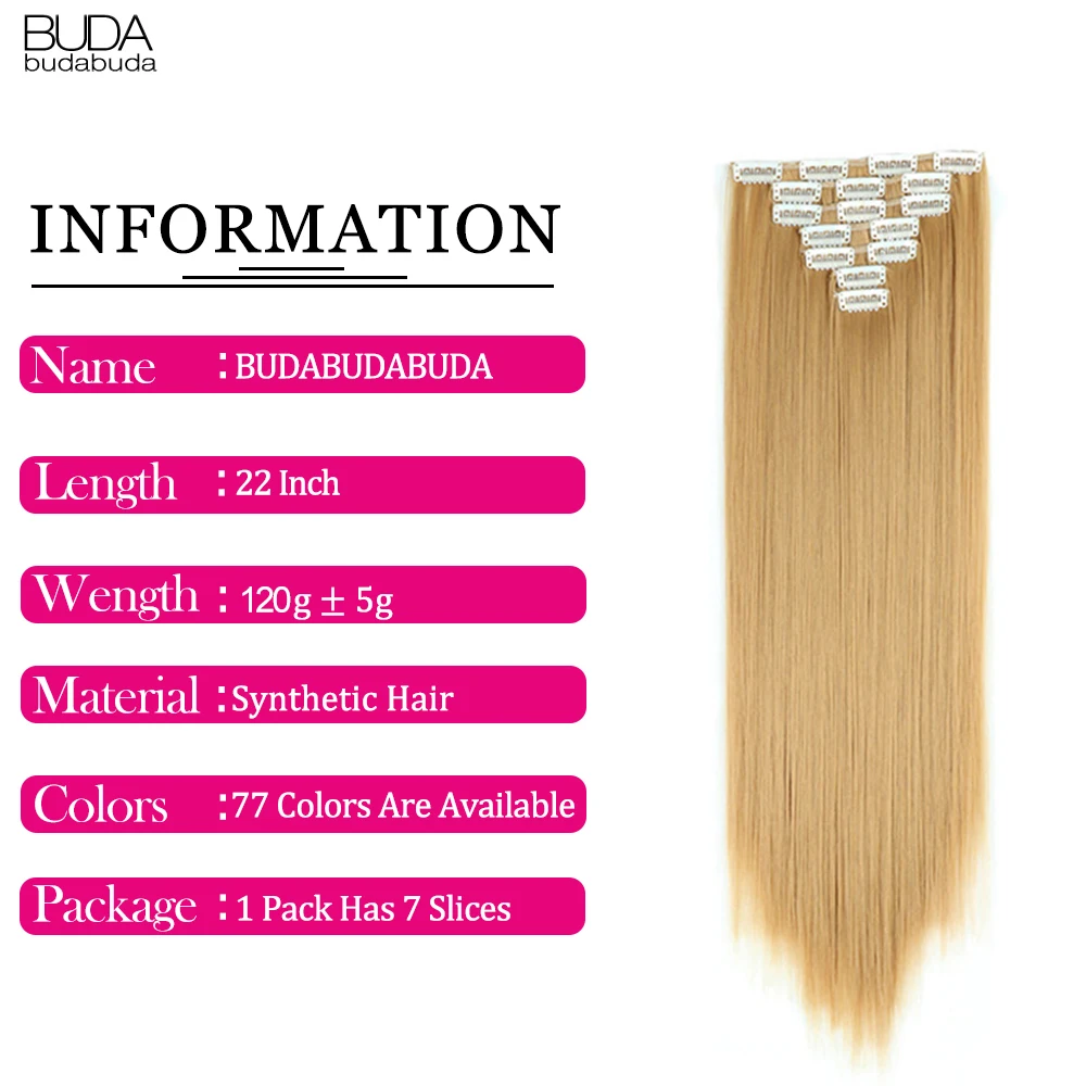 Extensiones de Cabello sintético, largo y liso postizo, color rosa y blanco, Natural, resistente al calor, 22 pulgadas, 16 Clips