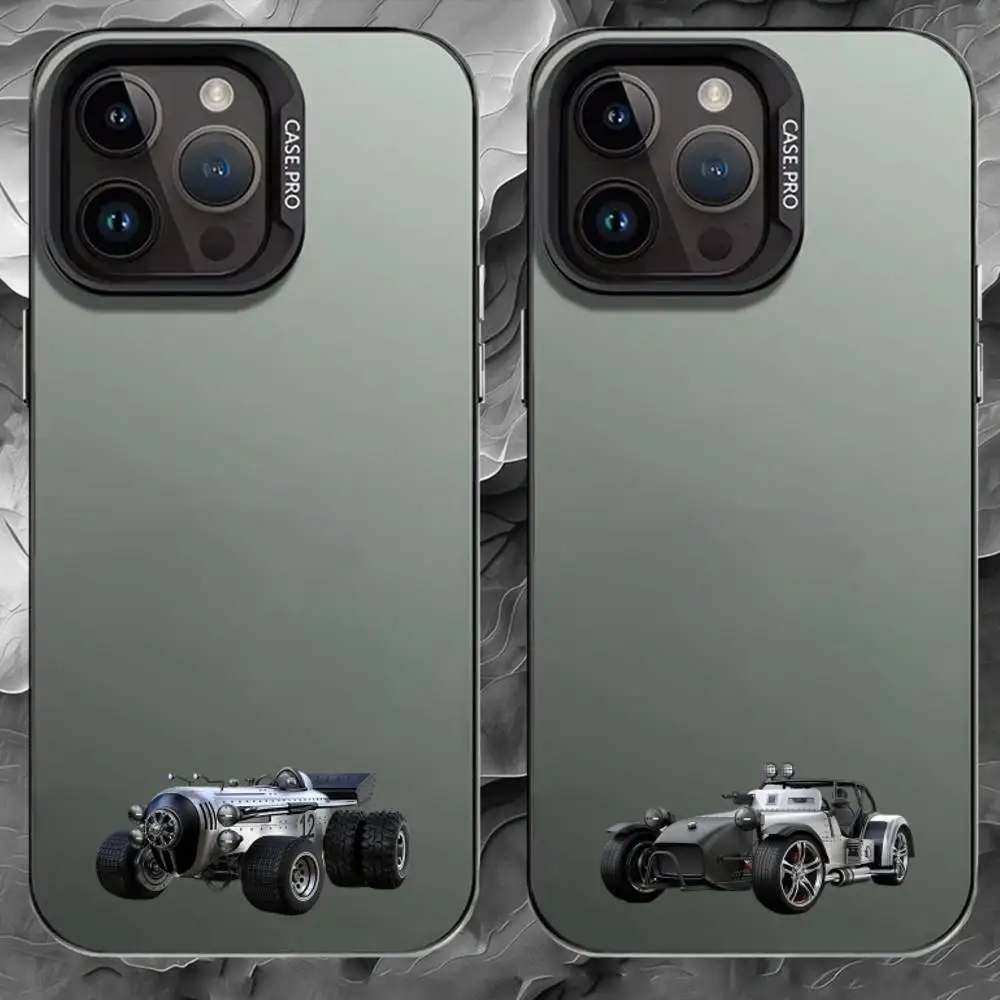 R-Retro-futurism Phone Case For iPhone 17 16 15 14 13 12 11 Pro Max Plus Silver Matte Black Cover