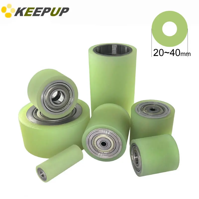 PU polyurethane coated roller Double bearing Silicone wheel Pipe drive rubber wheel Diameter 20 30 40 mm Width 15 25 30 35 40 50