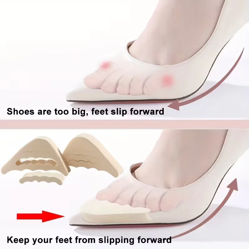 حشوات كعب رغوة الذاكرة الناعمة، 4 قطع |   وسادات أصابع مضادة للانزلاق ومضادة للغضب للكعب، باللون البيج والأسود