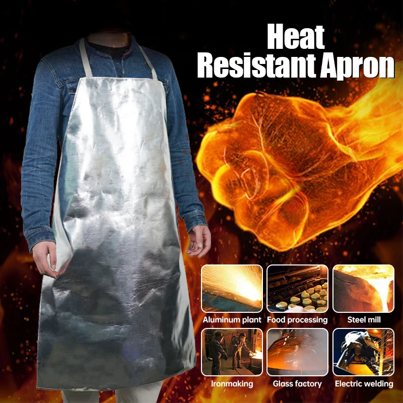 

Aluminum Foil Heat Resistant Apron High Temperature Heat Insulation Fireproof Apron Anti-Scalding Fire Retardant Protect Clothes