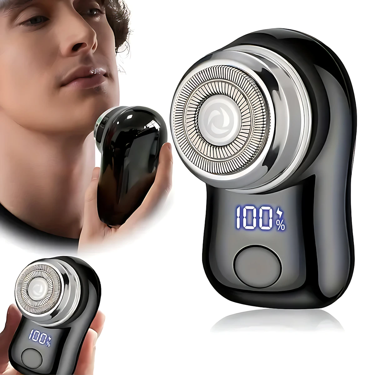 Man Electric Beard Shaver,Stainless Steel Spiral Razor,USB Rechargeable, Net Shaving Function, 1 Level, 1 Razor,Battery Life.