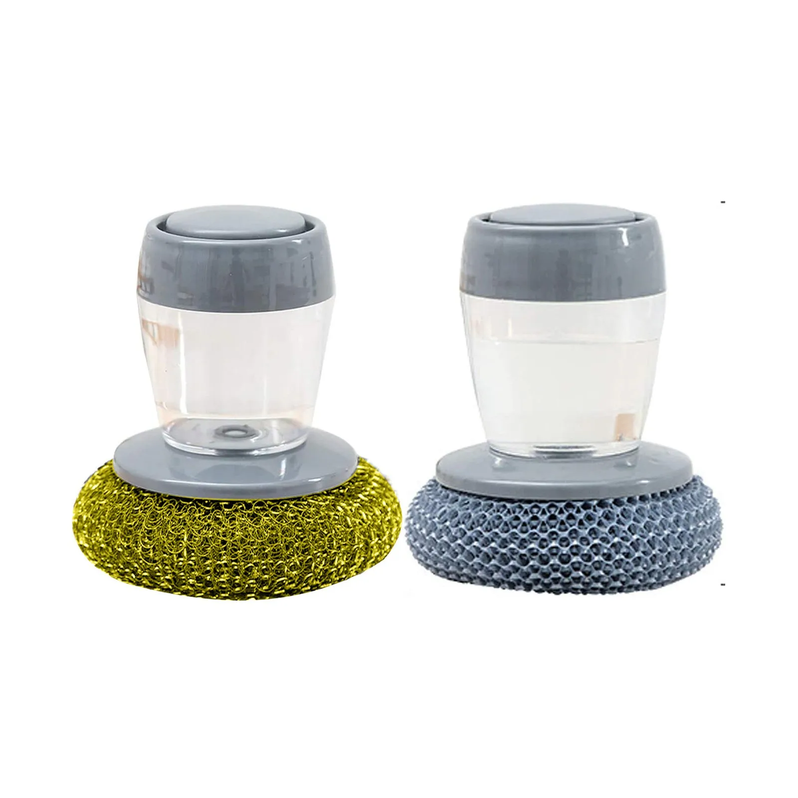 Multifunctional Pot Cleaning Brush Press Type Liquid Dispenser Dish Brush Steel Wool Brush For Pan Pot Kitchen Washing Gadget