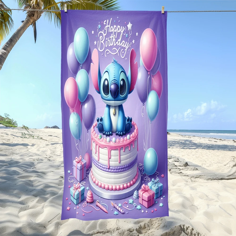 

Stitch Birthday Cake Design Beach Towel: Perfect for Summer Fun! Suitable for towels,bath towels