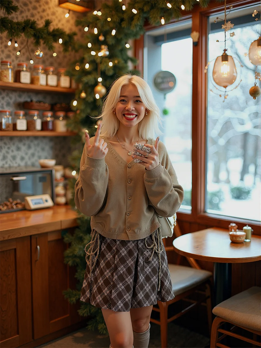 

Plaid Empire Preppy Style Skirts For Woman Office Women Clothes Winter Tulle Ball-Gown Prom Dressy Teengirl Sparkling Overlay BF