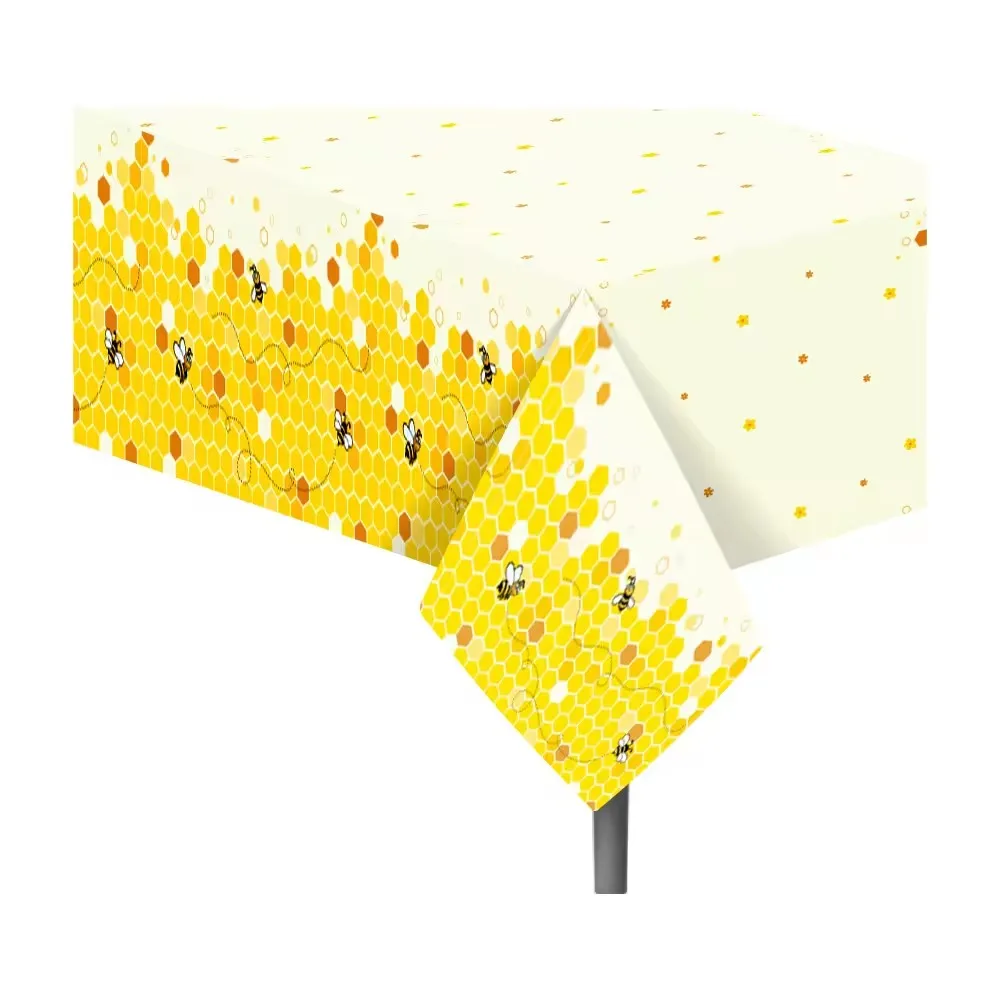 Honey Bee Honeycomb PE Table Cover Birthday Party Decorations Plastic Tablecloth Disposable Party Supplies