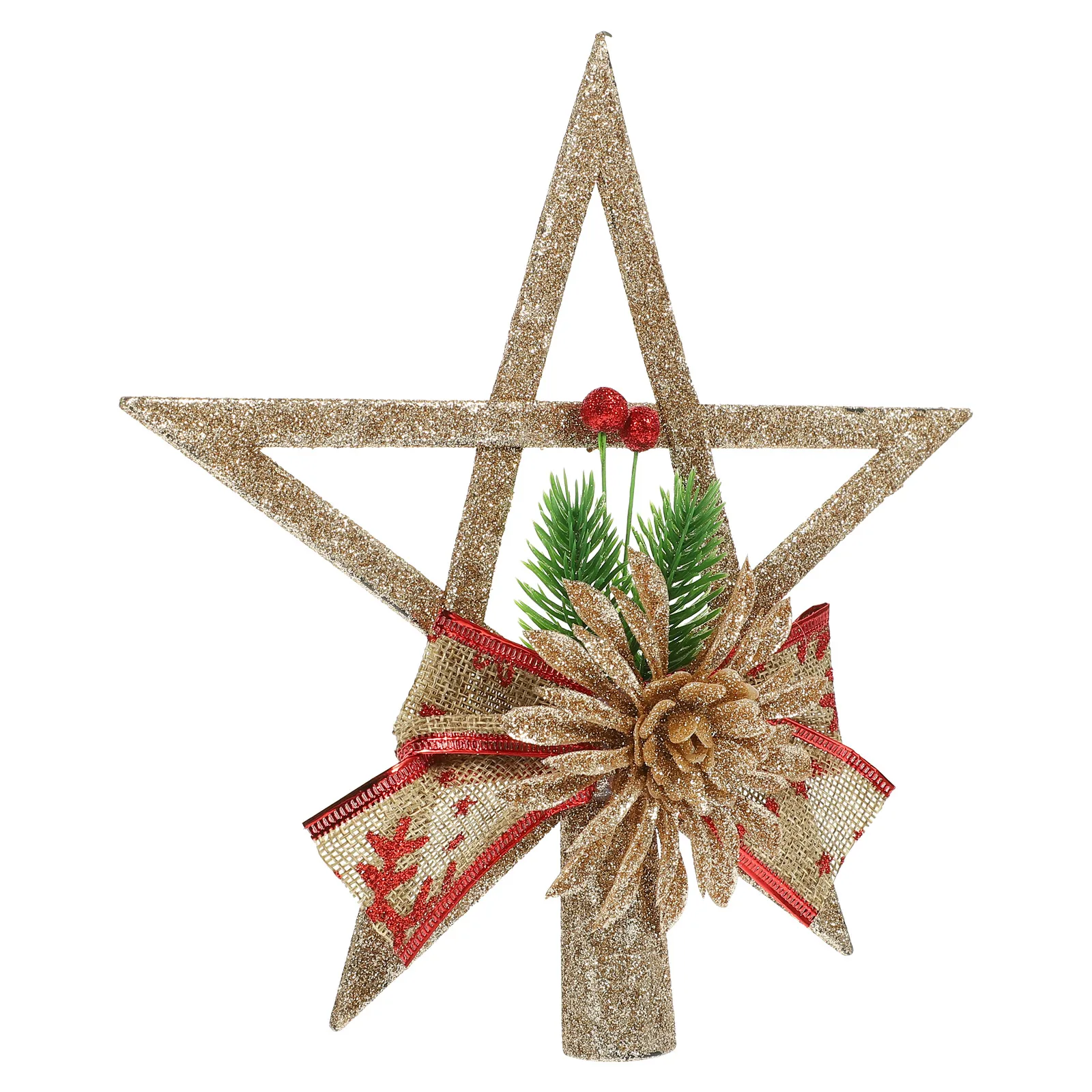 

Christmas Tree Topper Plastic Glitter nament Home Decor Xmas Treetop Adornment Scene Layout Prop Home Christmas Tree Topper