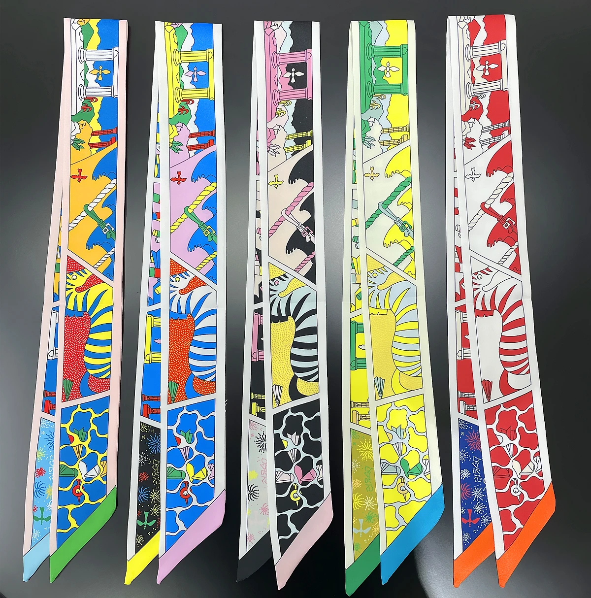 2024 Brand Design Zebra Silk Scarf Luxury Scarf Women Foulard Skinny Bag Scarves Neckerchief For Ladies Fashion Hair Headband