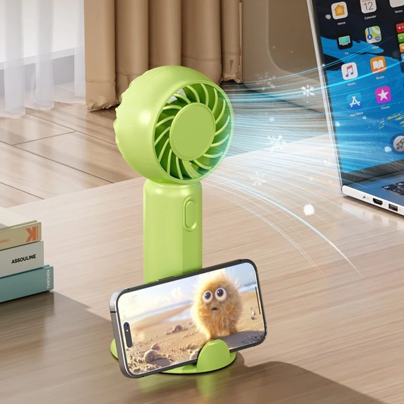 Портативный ручной мини-вентилятор, небольшой карманный вентилятор, 3 скорости с подставкой для телефона, милые USB-перезаряжаемые вентиляторы для взрослых и детей на открытом воздухе