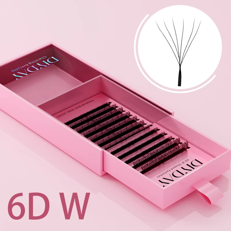 DIYDAY Extensión de Pestañas Forma W 3d 4d 5d 6d 7d 8d Pestañas W Naturales Suaves Premade Efecto Flor para Maquillaje de Belleza 5