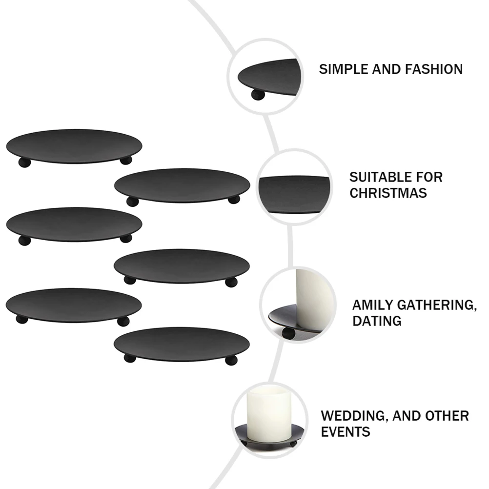 

6Pcs Iron Holders Simple Decorative Metal Candlestick for Wedding Party Home Decor Iron Plate Simple Candlestick