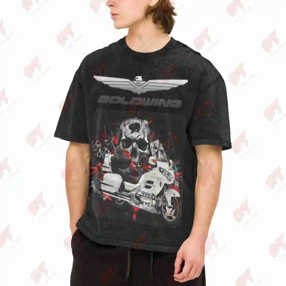 Goldwing 1800 Flat Six Tourer Vintage Washed Tee Pure Cotton T-Shirt