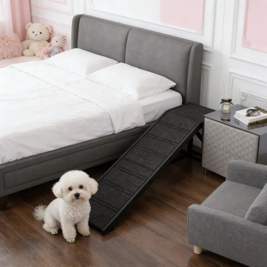 

Черная пандусная дорожка для животных: легкий доступ, прочная нескользящая поверхность, идеально подходит для лестниц и приподнятых кроватей