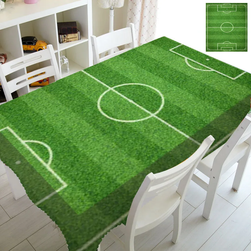 Grass Football Field Printing Rectangular Tablecloths for Table Party Decoration Waterproof Anti-stain Tablecloth Tables Cover