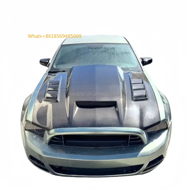 2012-2014  Mustang Carbon Fiber Hood Bumper Body Kit Open Hood