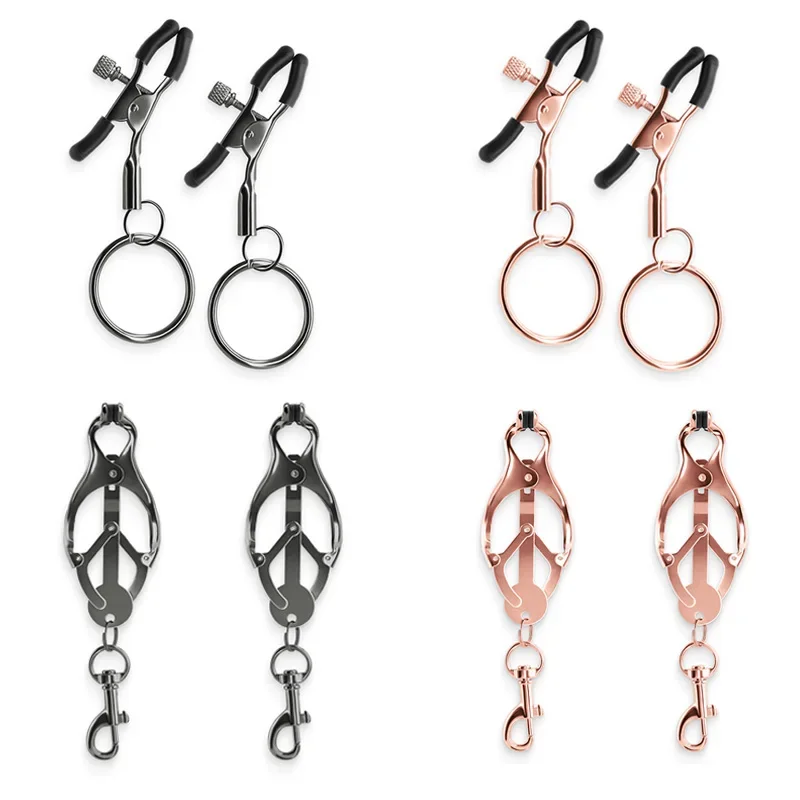 Colorful Metal Nipple Clamps With Chain Set Woman Rainbow Nipple Clips Breast Bondage Restraint Slave Fetish Female Sex Toy