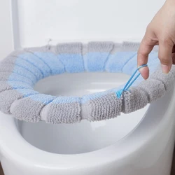 1Pcs Thicken Warm Toilet Seat Cover Mat Soft Winter Bathroom Toilet Pad Cushion Washable Pumpkin Closestool Mat  Accessories