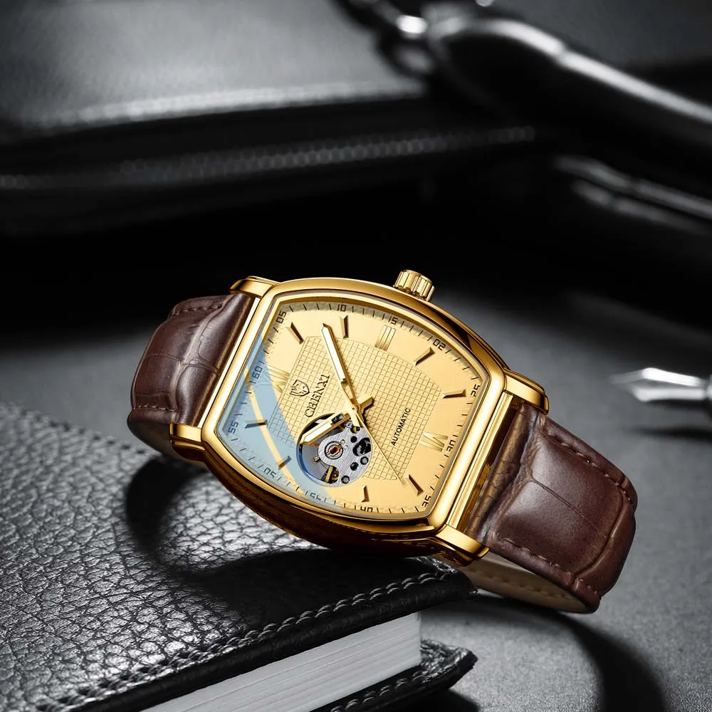 CHENXI Premium Mechanical Watch for Men Fully Automatic Fashion Square Skeleton Watch Men's Waterproof Mechanical Watch reloj