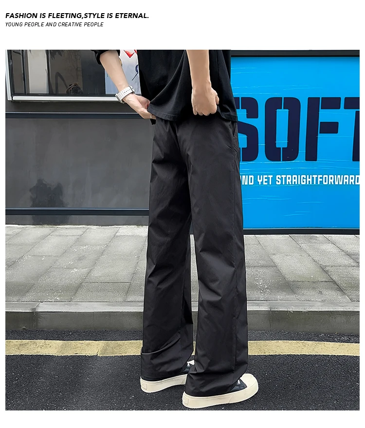 Bunte Herrenhose mit Ziernähten, weitem Bein, elastischem Bund, Kordelzug, lockerer, gerader Schnitt, lässige Streetwear-Sport-Hose – Detail 22
