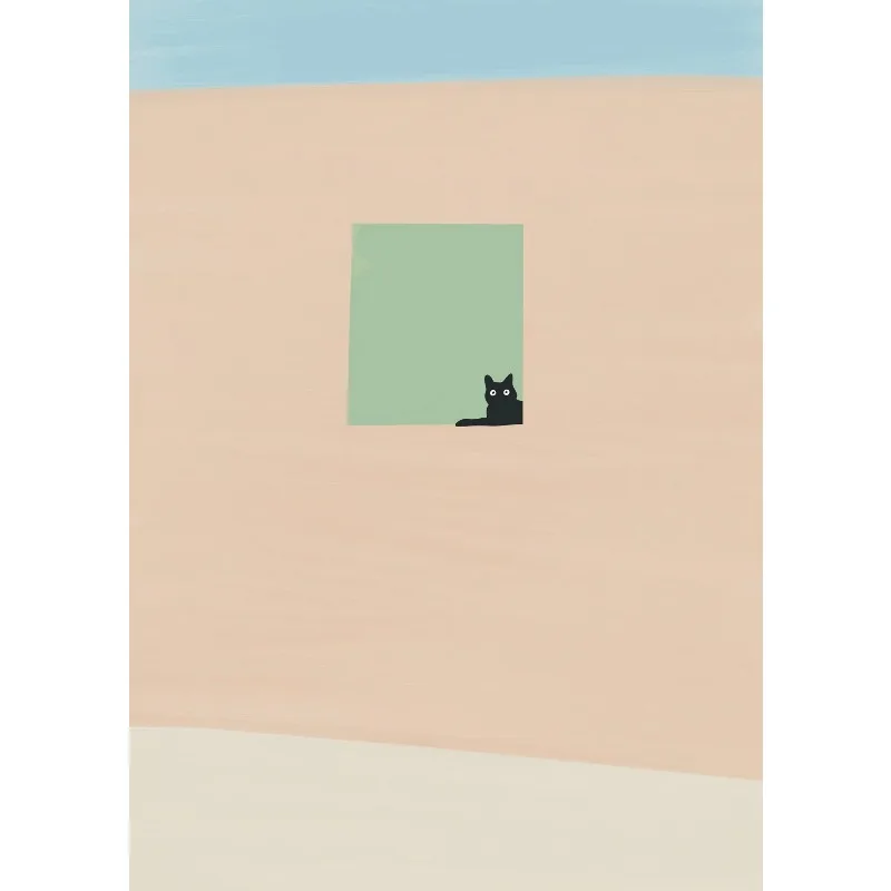 Abstract Black Cat Drawing Poster Cute Cats Pop Illustration Prints Canvas Painting Aesthetic Wall Art Pictures Home Room Dec