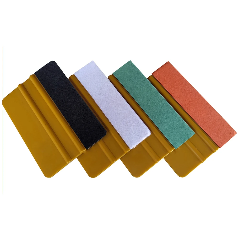 

4PCS Carbon Fiber Film Felt Squeegee Vinyl Car Wrap Window Tint Scraper with Scratch-free Suede Felt Car Wrapping