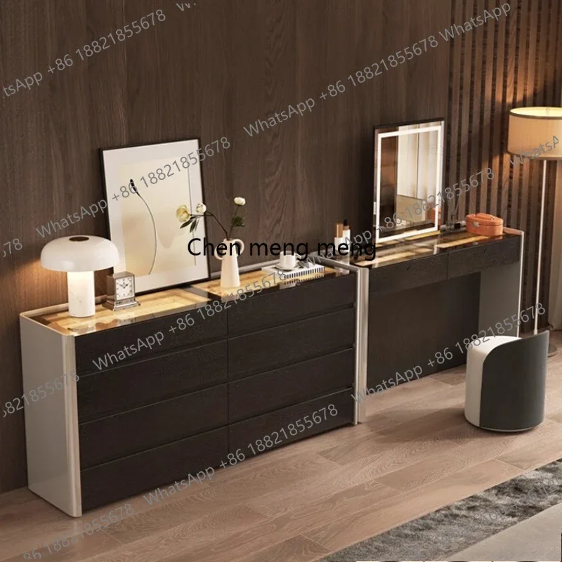 

Новая роскошная тумба для макияжа в скандинавском стиле, современный минималистичный туалетный столик с ящиками, эстетичный деревянный стол для спальни