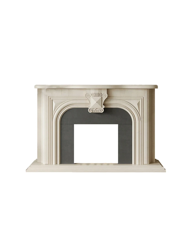 

French Entry Lux Solid Wood Fireplace Cabinet Entrance Living Room Wall Decoration Storage Fireplace Mantel