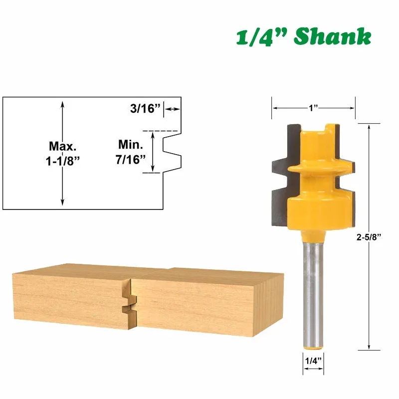 Fraise à tige en bois, couteau biseauté, tondeuse à tenon, mini fraise à rainure à langue, mèche de routeur, 1/4 ", 6.35mm, 1PC