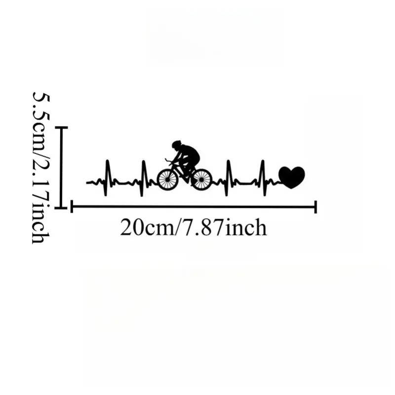 2pcs 2D Flat Biker Heartbeat Vinyl Sticker, Waterproof Decal for Bike Frame Car Helmet Decor, Holiday Gift