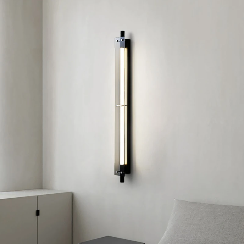 Italiano minimalista lâmpada de parede designer sala estar fundo parede luminárias decorativas led quarto longo luz parede vidro