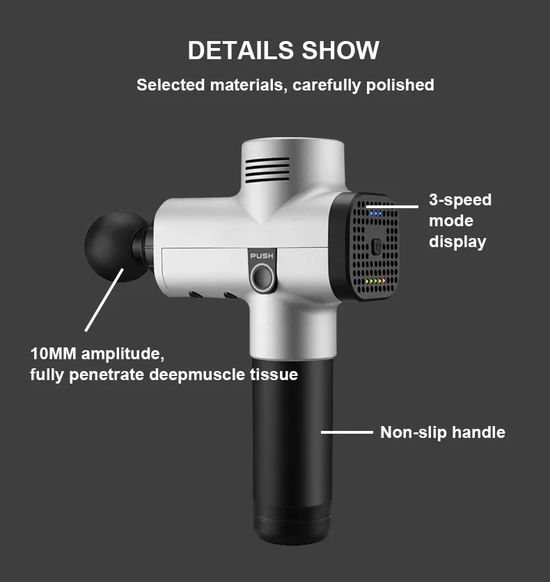 Fascia pistol pemijat relaksasi otot elektrik, pistol pijat getaran frekuensi tinggi, pistol Fascia pijat jaringan dalam