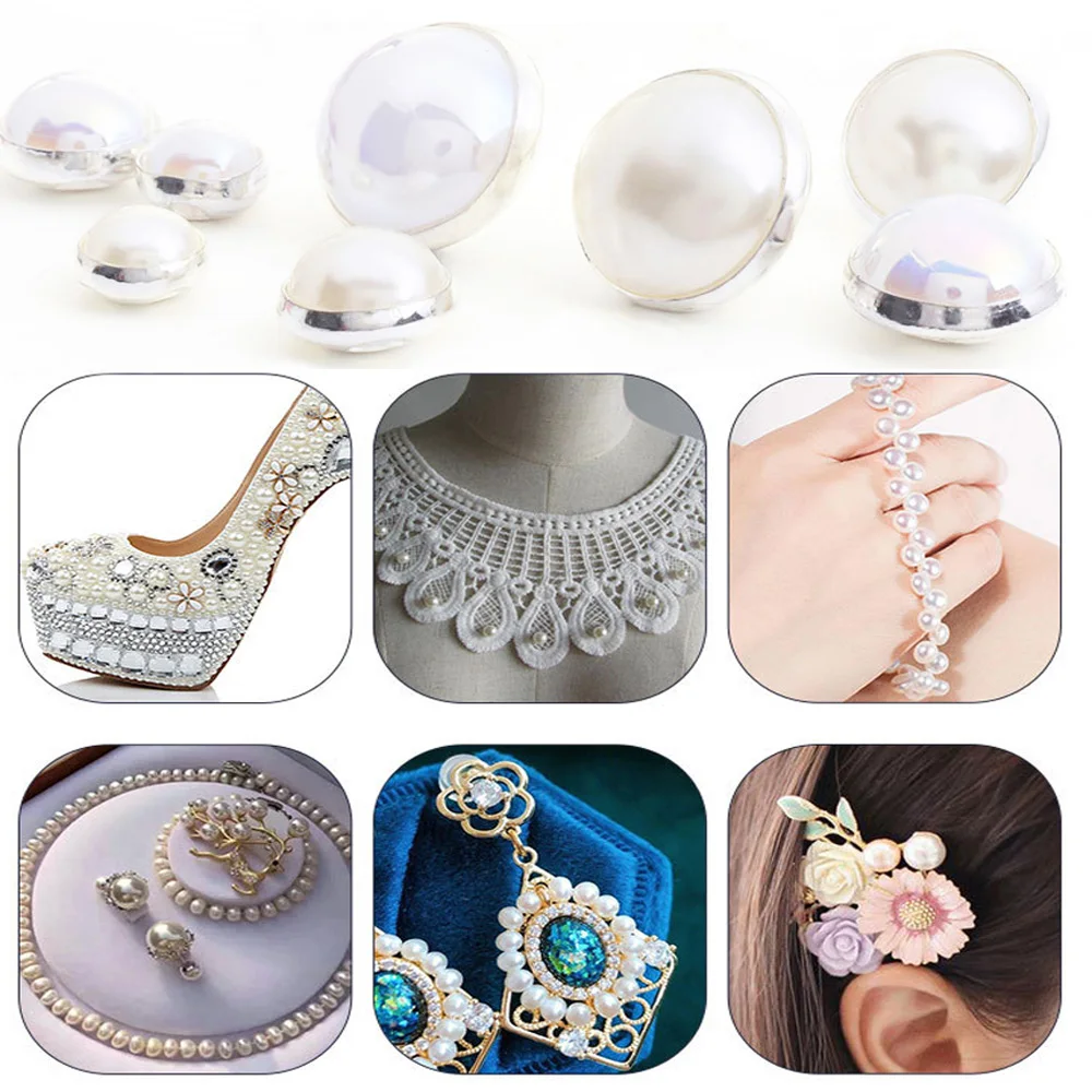 100pcs 6-12mm  ABS Pearl Round Beads Sewing Claw free wrapped pearl rim pearl glass diamond diy clothing accessories materials