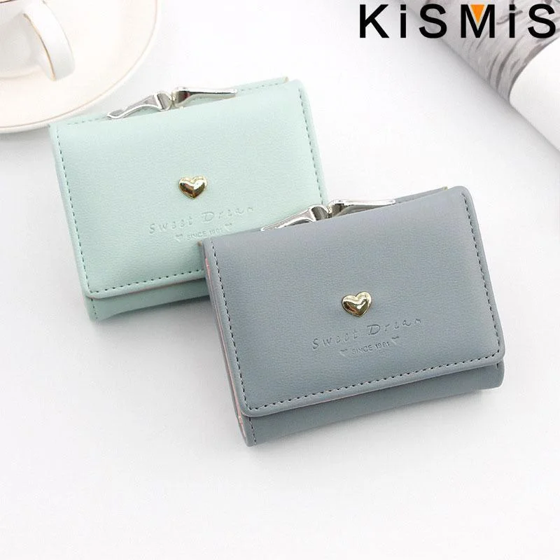 KISMIS Women\'s Short Wallet - Small Coin Purse with Hasp and Zipper, Cute Ladies\' Card Purses