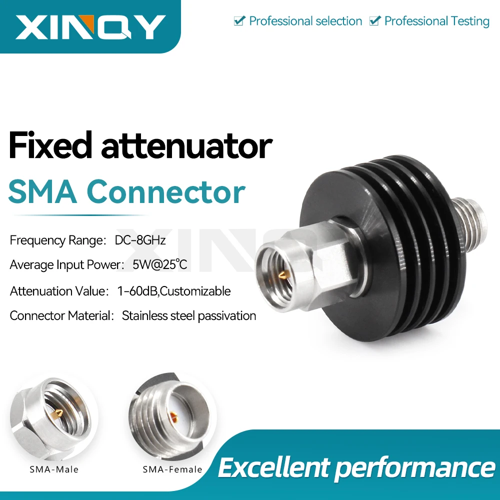 xinqy-1db-2db-3db-5db-6db-10db-15db-5w-sma-fixed-attenuator-dc-8ghz-power-attenuator