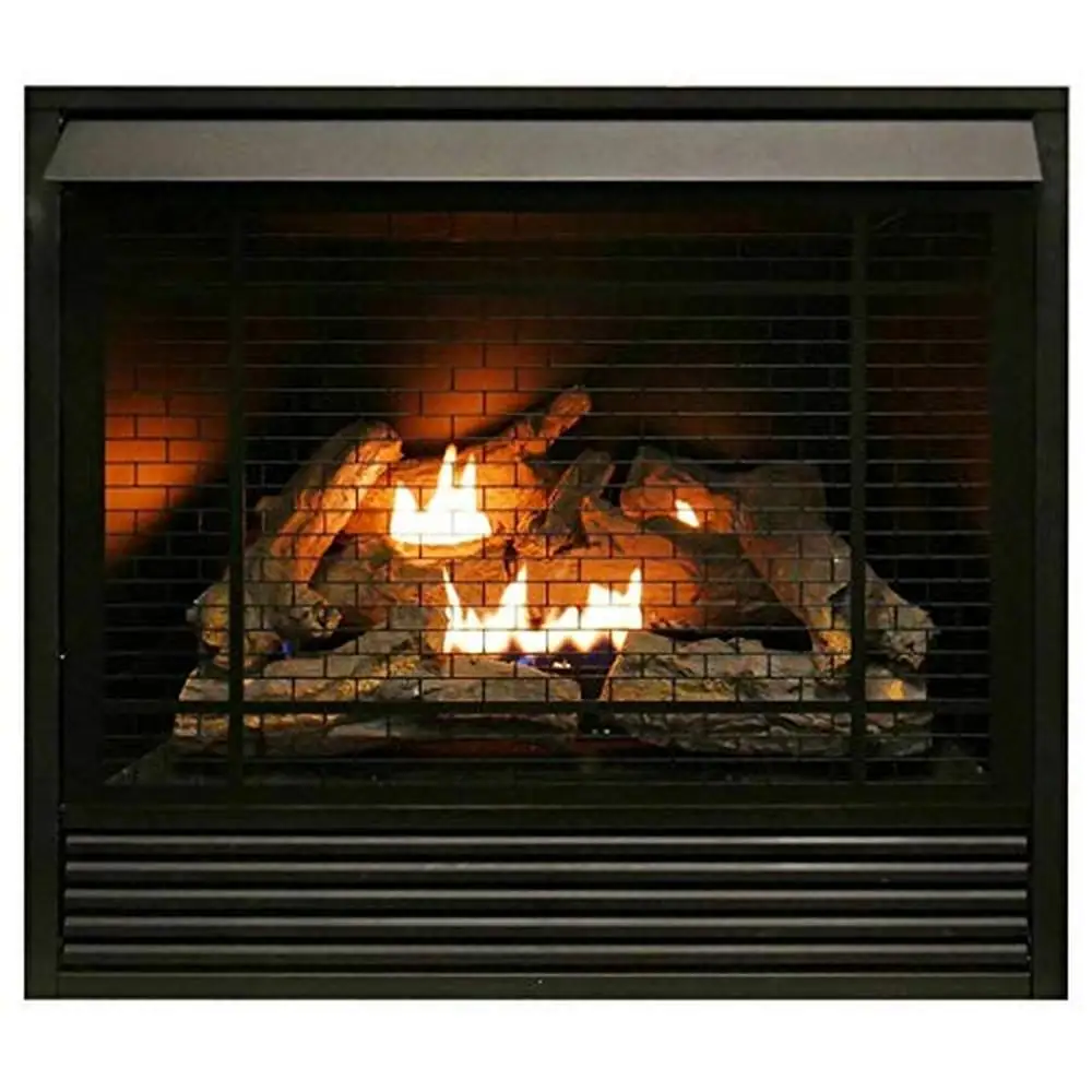 

Ventless Gas Fireplace Insert Remote Control 32000 BTU Natural/Liquid Propane 9 Fire Logs Efficient Heating Safe Operation