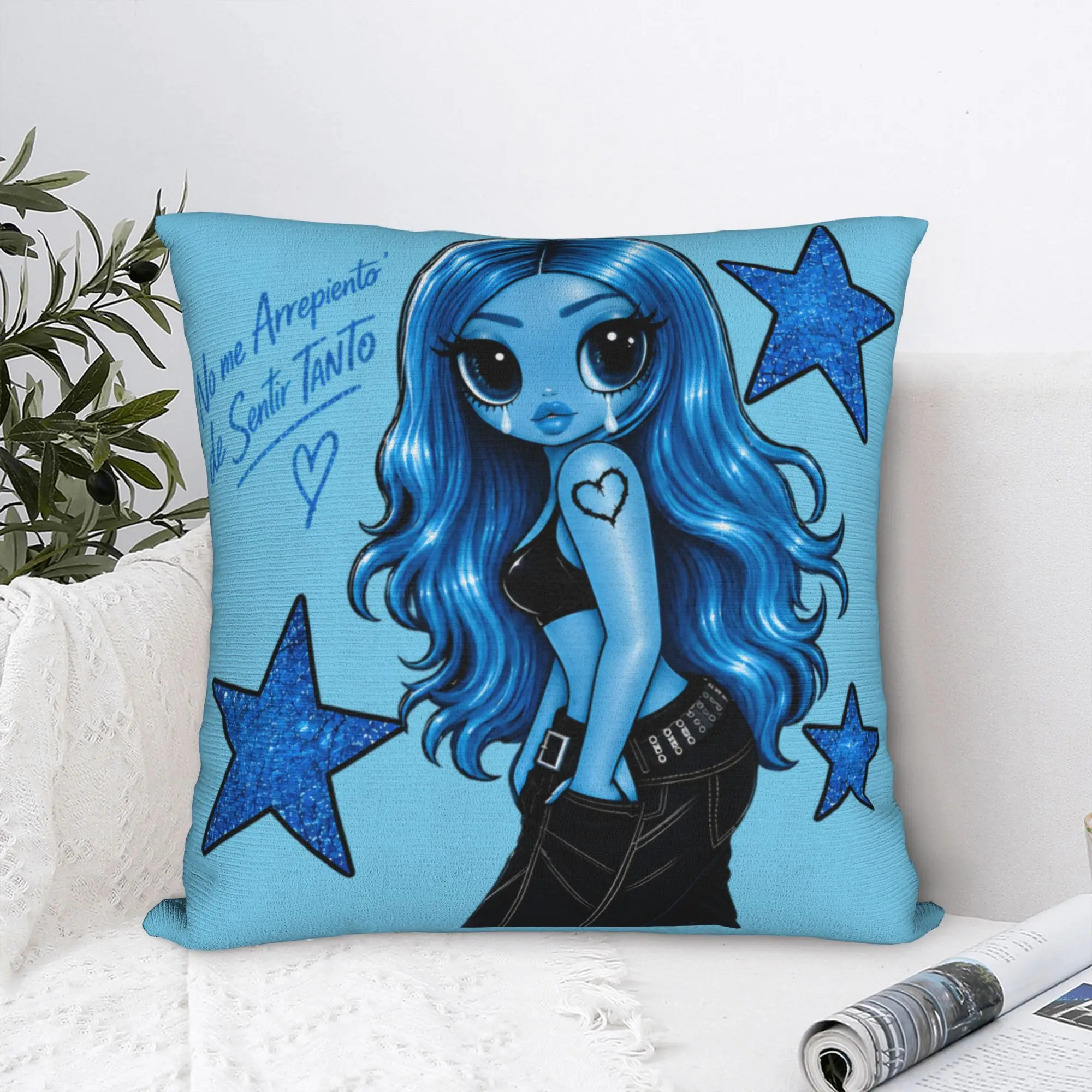 no me arrepiento de sentir tanto Bichota Blue Glitter Karol G Square Pillow Covers Sofa  Cushion Case Home Decoration Pillowcase