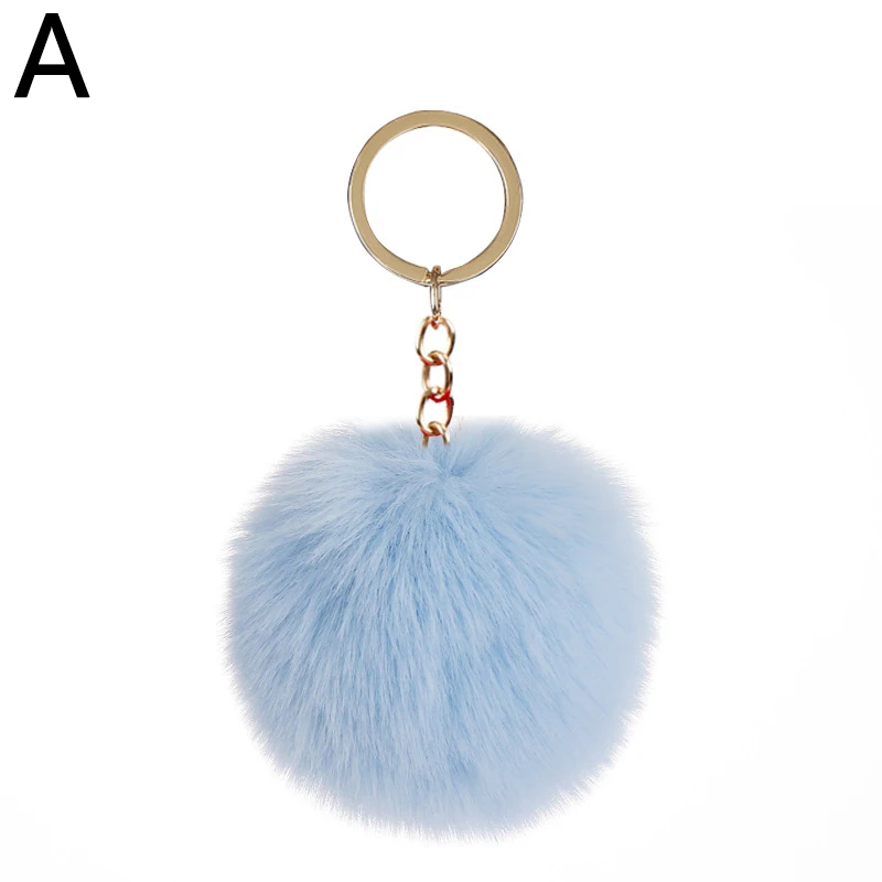 Fluffy Keyrings Soft Plush Charm Buckle Faux Colorful Rabbit Pompom Keychain Ball for Women and Girls Bag Pendant Jewelry