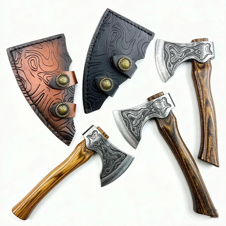 Cowhide / Cow Leather Material Axe Cover Sheath Scabbard With Brass Buckle Blade Protector Storage Bag