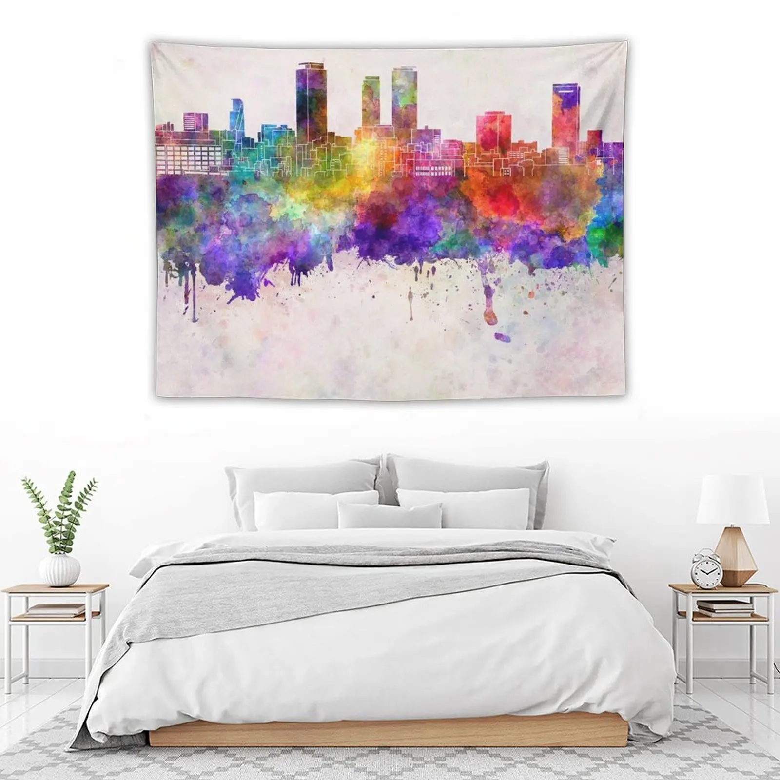 

Nagoya skyline in watercolor background Tapestry Nordic Home Decor Room Ornaments Tapestry