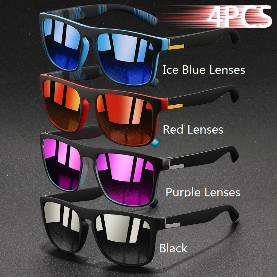 4PCS Mode Vintage Quadrat Sonnenbrille Männer Frauen Angeln Fahren Mann Luxus Marke Designer Sonnenbrille Anti-Glare Retro brillen – Detail 6